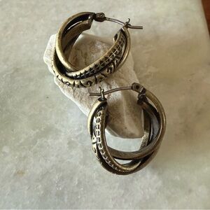 Lia Sophia Brass Gold-tone Greek Key Hoop Earrings